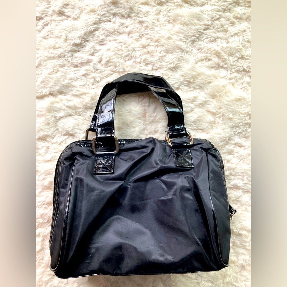 Avon Black Zip Top Cosmetic Bag, Shiny Accents, NWT